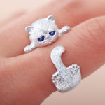 Silver Cat Rings for Women