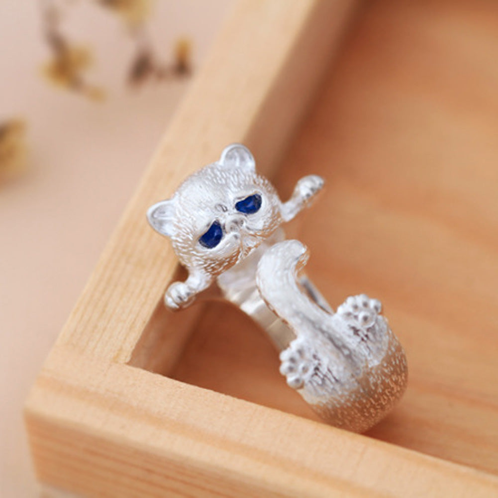 Silver Cat Rings for Women